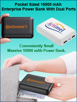 Pocket Sized 10000 mAh Enterprise Power Bank - Dual Ports